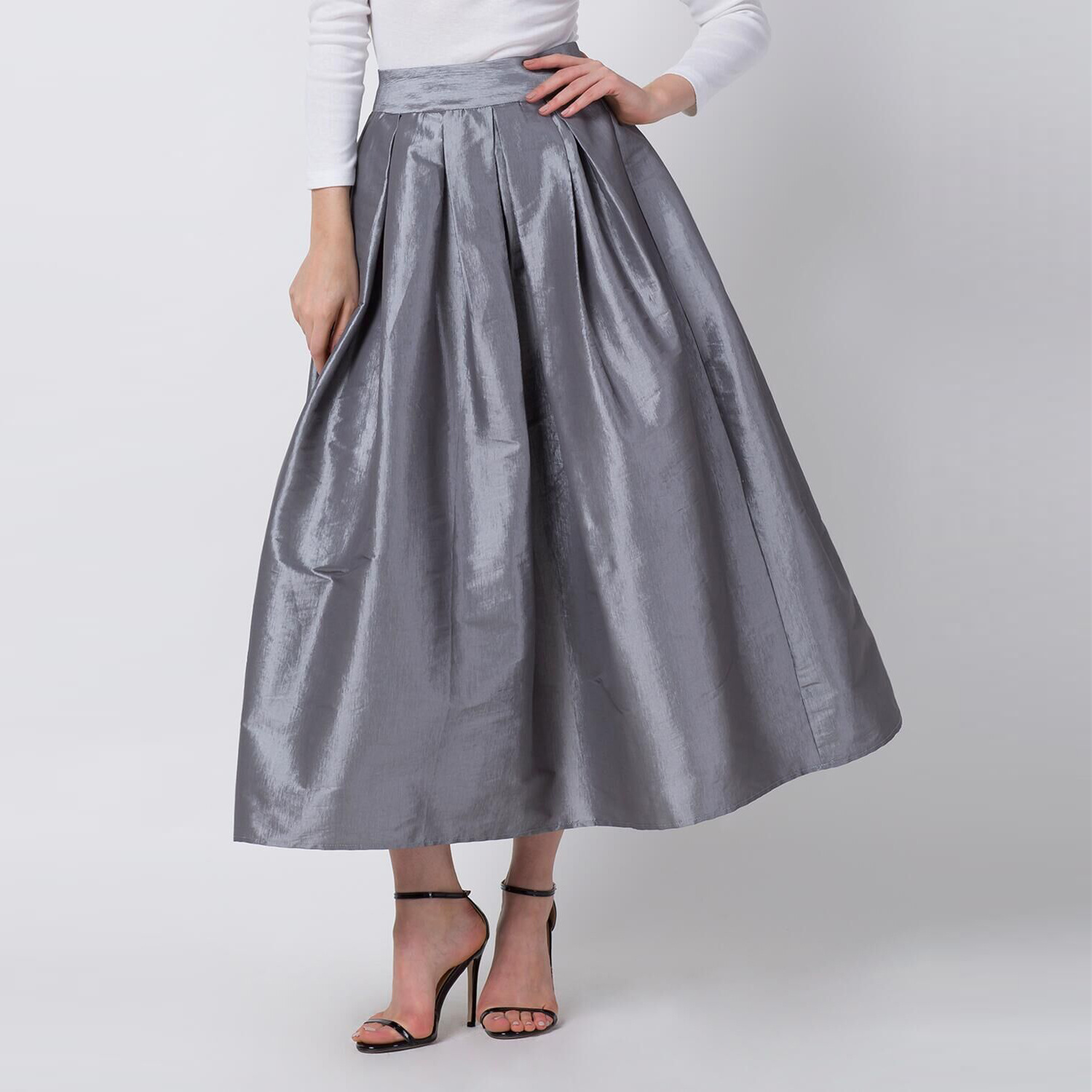 High Waisted Maxi Skirt Solid Color Flared Design Fashionable Style Perfect for Casual Wear or Summer Events