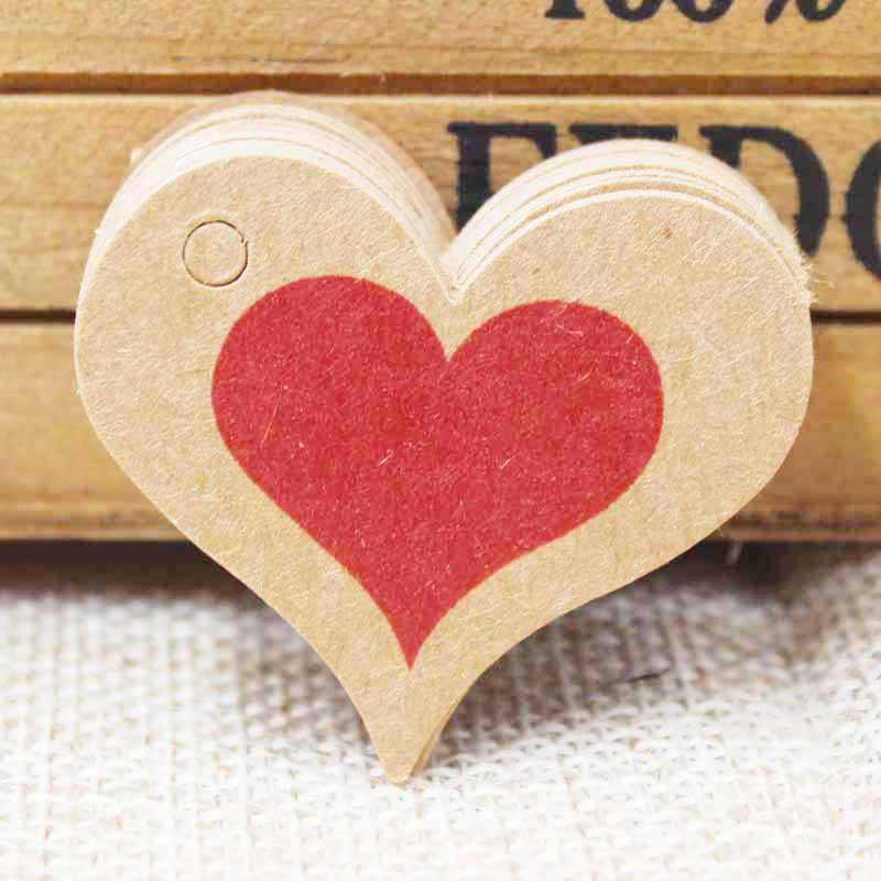 100 pieces 4x 2.6cm Thank you red heart hanging card DIY cute label tag