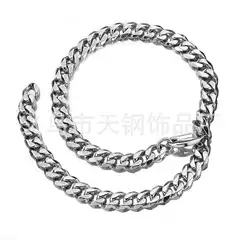 15mm Steel Color Single Six Necklace Amazon Supply Rock Hip Hop Sexy Chain Men's Titanium Steel Stainless Steel Necklace
