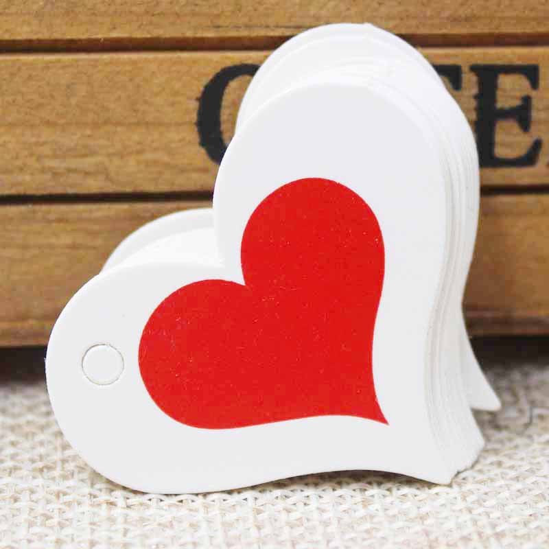 100 pieces 4x 2.6cm Thank you red heart hanging card DIY cute label tag