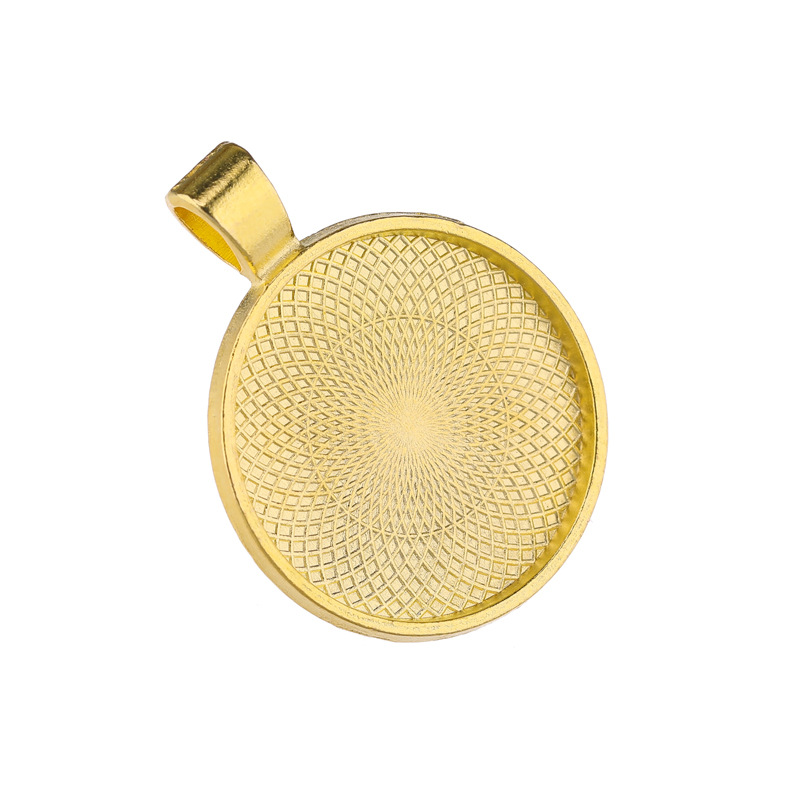 跨境专供25mm圆形项链吊坠底托合金时光宝石底托 合金饰品配件diy