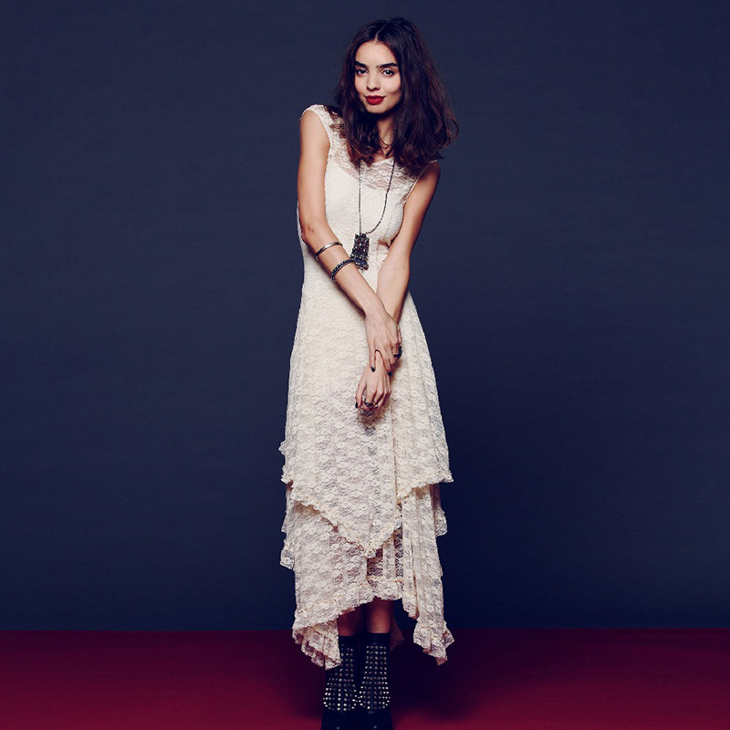 Irregular Hem Lace Dress Sexy Long Design Elegant Style Perfect for Parties Wholesale Available