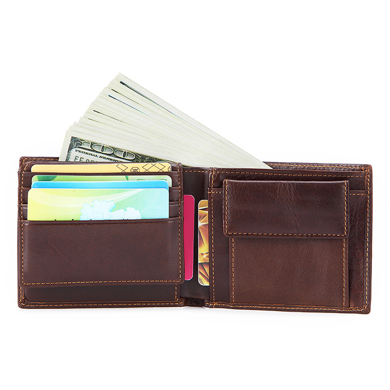 Cross-border Hot Selling Retro Cowhide Men's Wallet Multi-function Card Coin Coin Purse RFID Anti-theft European and American Wallet