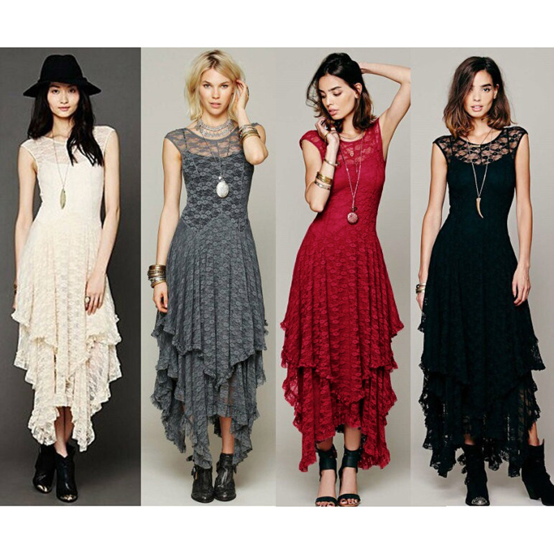Irregular Hem Lace Dress Sexy Long Design Elegant Style Perfect for Parties Wholesale Available