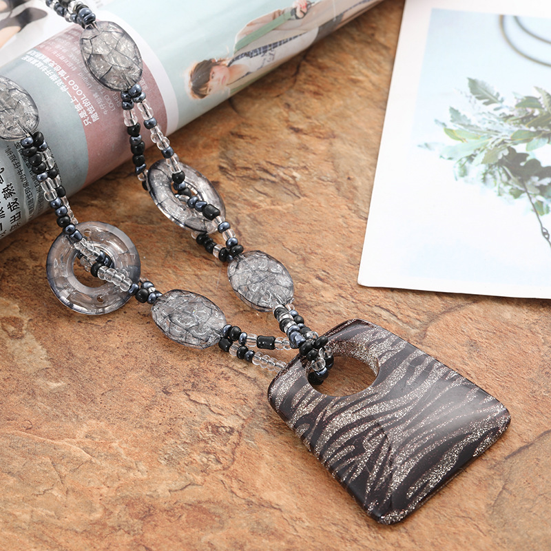 Necklace elegant long retro ethnic style sweater chain internet celebrity TikTok live cotton and linen clothing accessories artistic jewelry