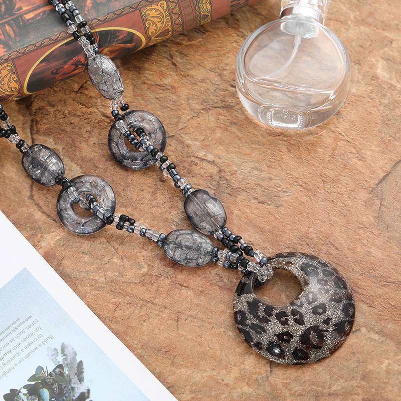 Necklace elegant long retro ethnic style sweater chain internet celebrity TikTok live cotton and linen clothing accessories artistic jewelry