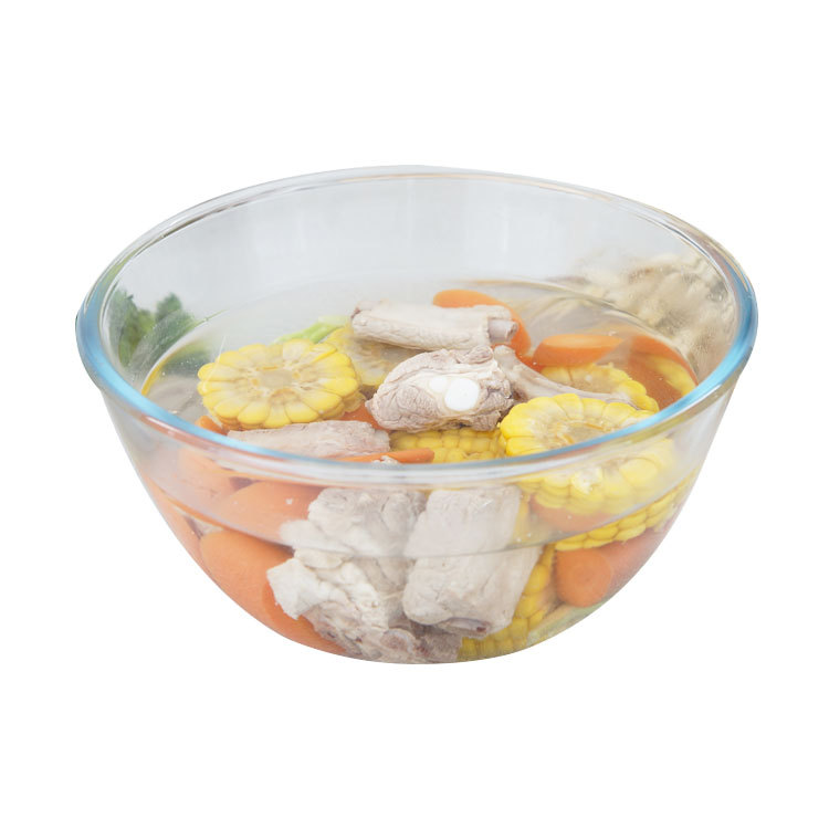 Round Glass Bowl, High Borosilicate, Transparent, Thickened for Home Use, Suitable for Baking, Kneading Dough, Beating Eggs, Microwave Oven, Salad Bowl, Heat-Resistant
