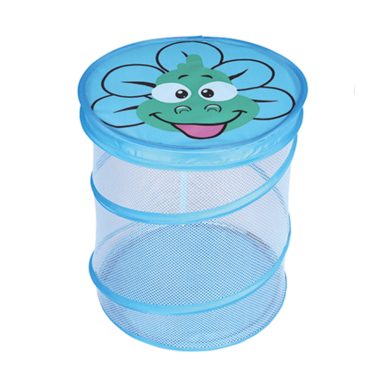 Large cartoon dirty clothes washing grid breathable foldable flat lid storage basket laundry basket wholesale