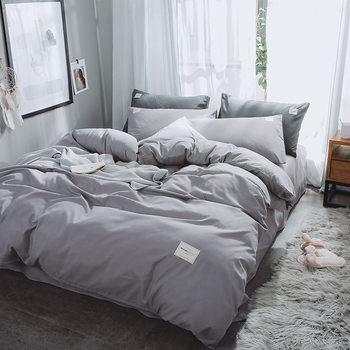 Belia cross-border Japanese ins bed bag bed cover thickened brushed four-piece solid color dormitory bed sheet quilt cover wholesale