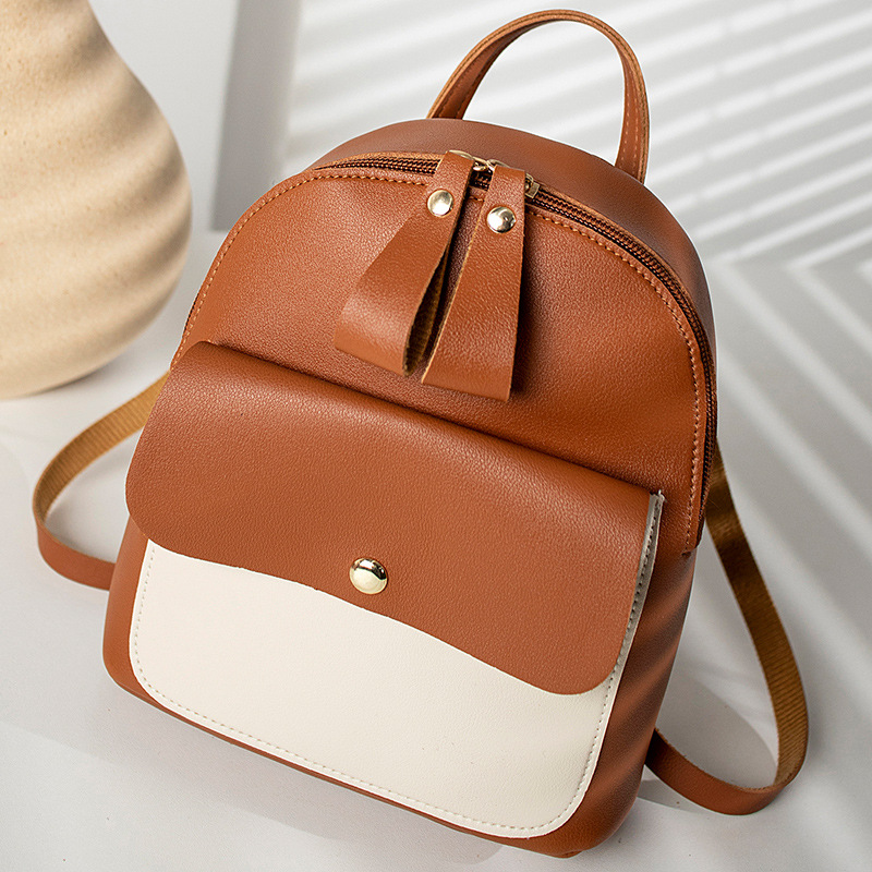 Women's Brown School Style Backpack – Large Capacity Travel Bag