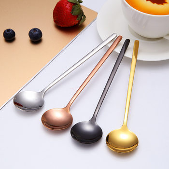 304 stainless steel spoon high color value golden dessert coffee spoon titanium plated small round spoon household tableware wholesale