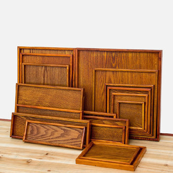 Tea Set Drain Tray Villa Breakfast Snack Tray Wooden Rectangular Solid Wood Hotel Room Wooden Tray Tableware Tray