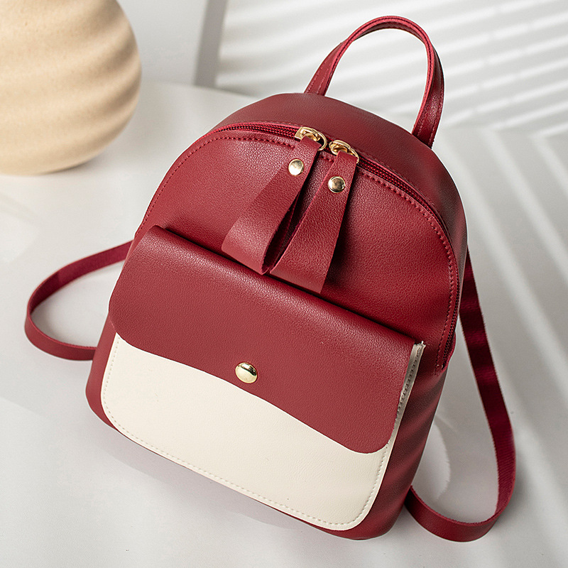 Women's Red School Style Backpack – Large Capacity Travel Bag
