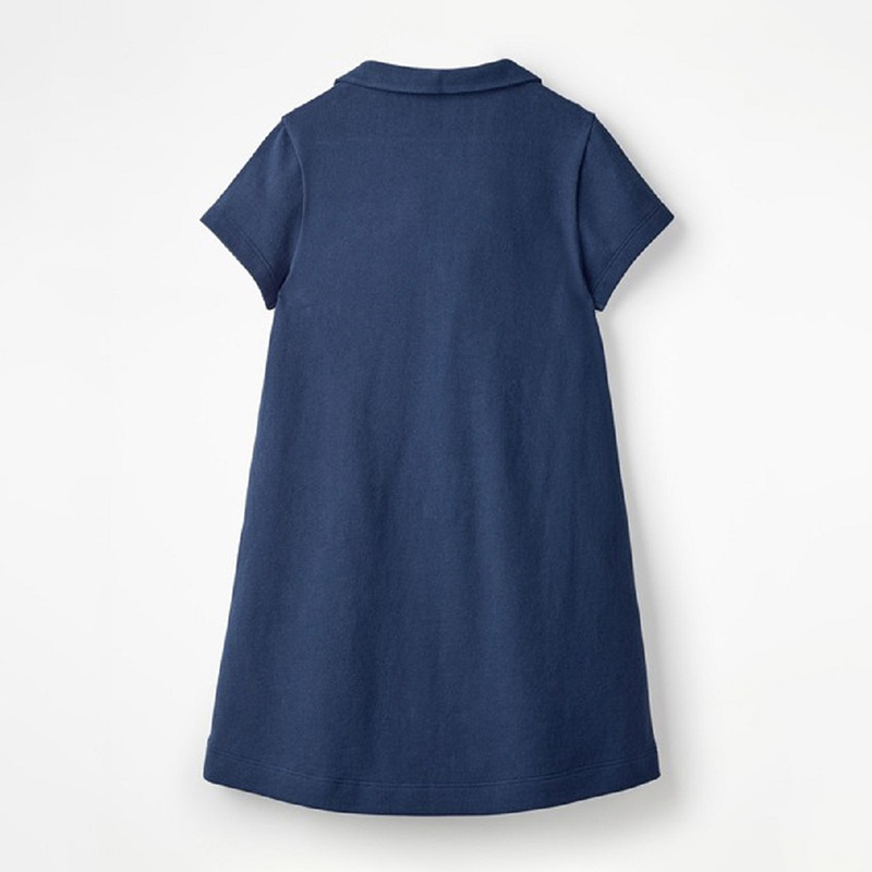 Custom-made Cotton Kids' Polo Dress, New Summer Short-sleeve Cartoon Open-front Girls' Dress