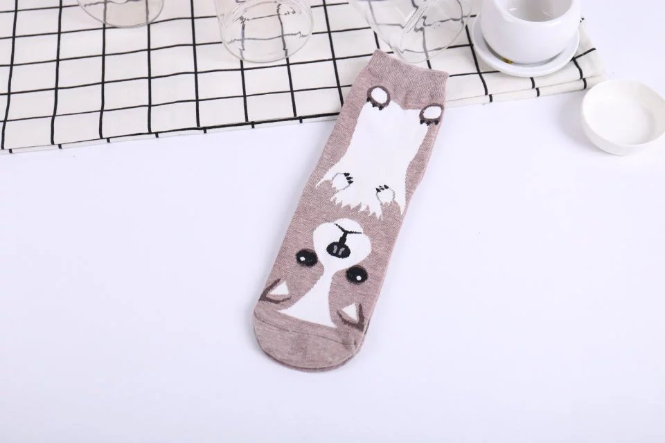 春秋新款卡通直板狗中筒袜棉质袜子女 诸暨厂家批发