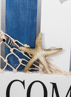 地中海做旧风格欢迎牌 海洋装饰 舵手海锚欢迎挂牌 木质WELCOME牌