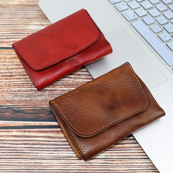 Foreign trade source first layer leather vegetable tanned leather hand painted color old card bag creative multi-functional coin purse driver's license cover