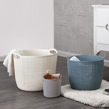Imitation linen fabric plastic dirty clothes basket toilet storage basket balcony storage basket laundry basket hand dirty clothes basket