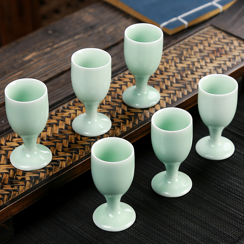 Yingjie Ceramic Wine Cup Liquor Cup White Wine Cup Spirits Cup Goblet Small Wine Cup Single White Wine Set Creative Relief