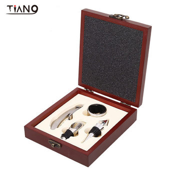 Spot Red Wine Bottle Opener Wine Wine Knife Four-piece Set Wine Opener Small Square Wooden Box Round Gift Box