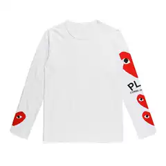 Heyplay Japanese Style Trbottomy Brand Men's and Women's Clothing 19 Long-Sleeved Red Heart T-Shirts Round Neck Pure Cotton Couple Style Heart Bottoming Shirt