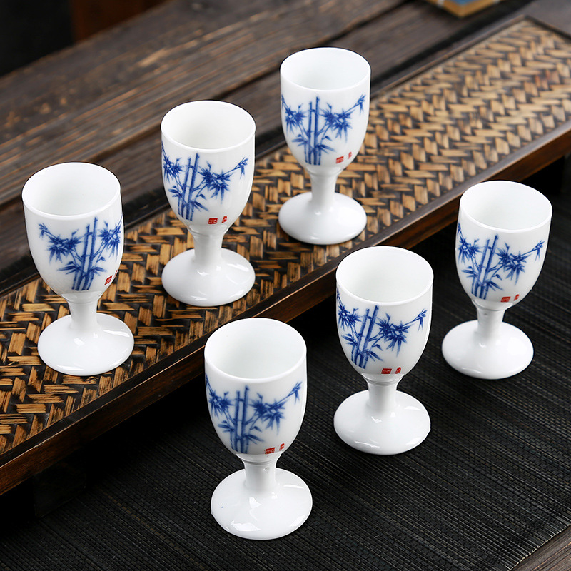 Yingjie Ceramic Wine Cup Liquor Cup White Wine Cup Spirits Cup Goblet Small Wine Cup Single White Wine Set Creative Relief