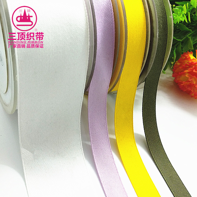 Three-top ribbon delicate polyester ribbon soft ribbon clothing accessories diy handmade flower color plain ribbon wholesale
