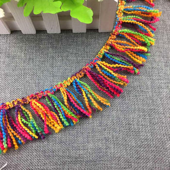 Factory direct supply colorful corrugated yarn tassel row whisker lace spot best selling wool tassel lace accessories