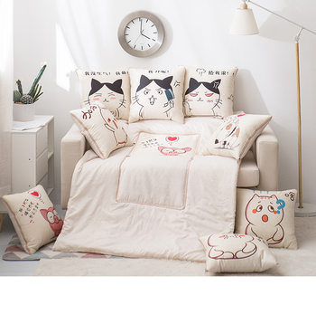 Multifunctional Two-In-One Pillow Quilt Dual-Purpose Pillow Wholesale Printed Logo Car Pillow Cushion Air-Conditioning Quilt Gift