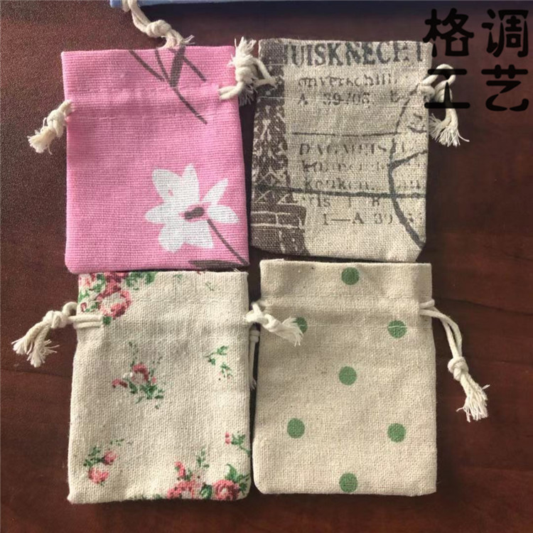 Dragon Boat Festival Sachet Sachet Empty Bag Printed Cotton Linen Storage Gift Herbal Mosquito Repellent Packaging Drawstring Bag