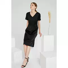 [Classic Black Short-Sleeve Silk Dress Collection] 19mm Summer Special Clearance V-Neck