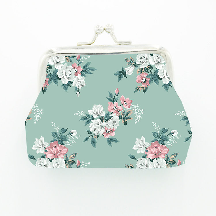 Hot Selling Fresh Floral Coin Wallet Cute Student Small Wallet Girl Mouth Gold Bag Iron Buckle Key Bag Coin Purse