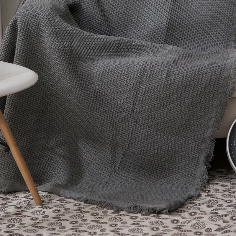 European-Style Rock Gray Honeycomb Sofa Cushion Fabric Sofa Cover, Suitable for All Seasons, Knitted Thread Blanket in Stock