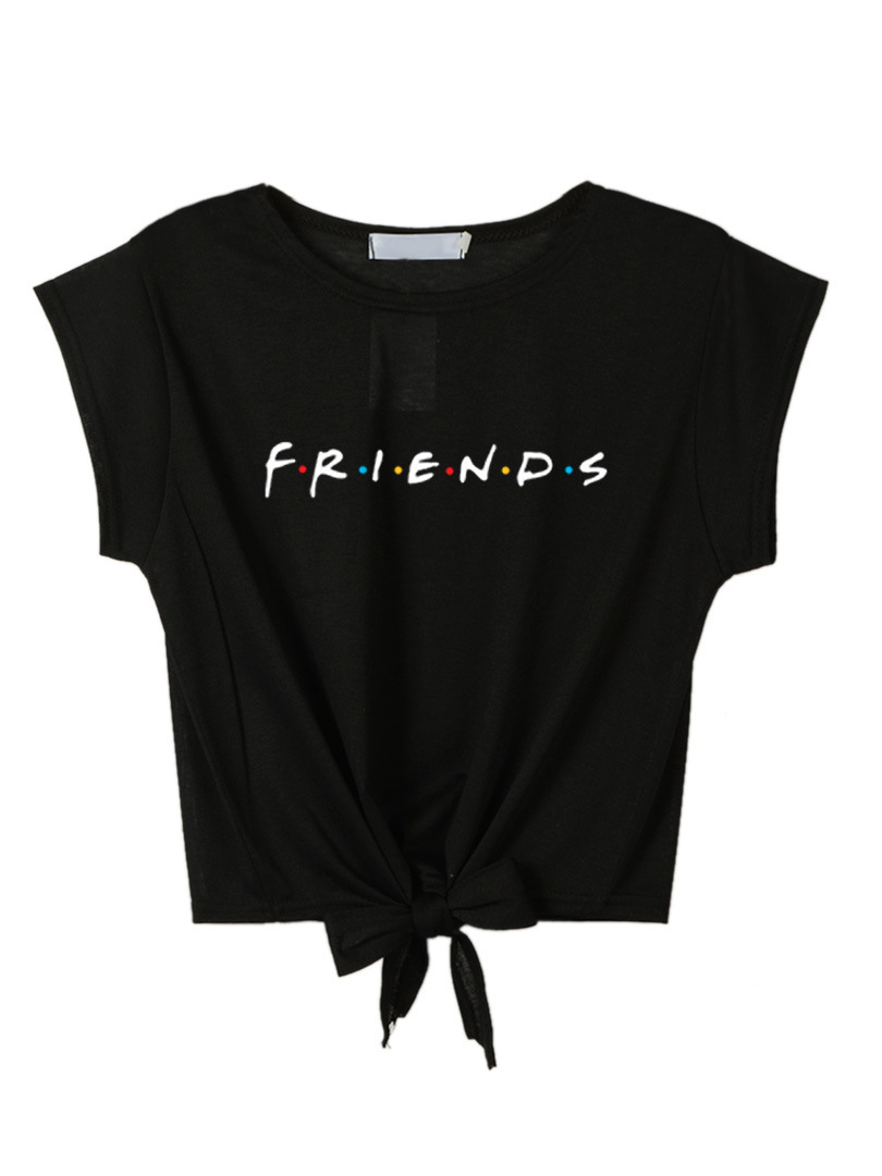 Cotton Crop Top Short Sleeve Round Neck Knot Design Casual Wear for Women Wholesale Available