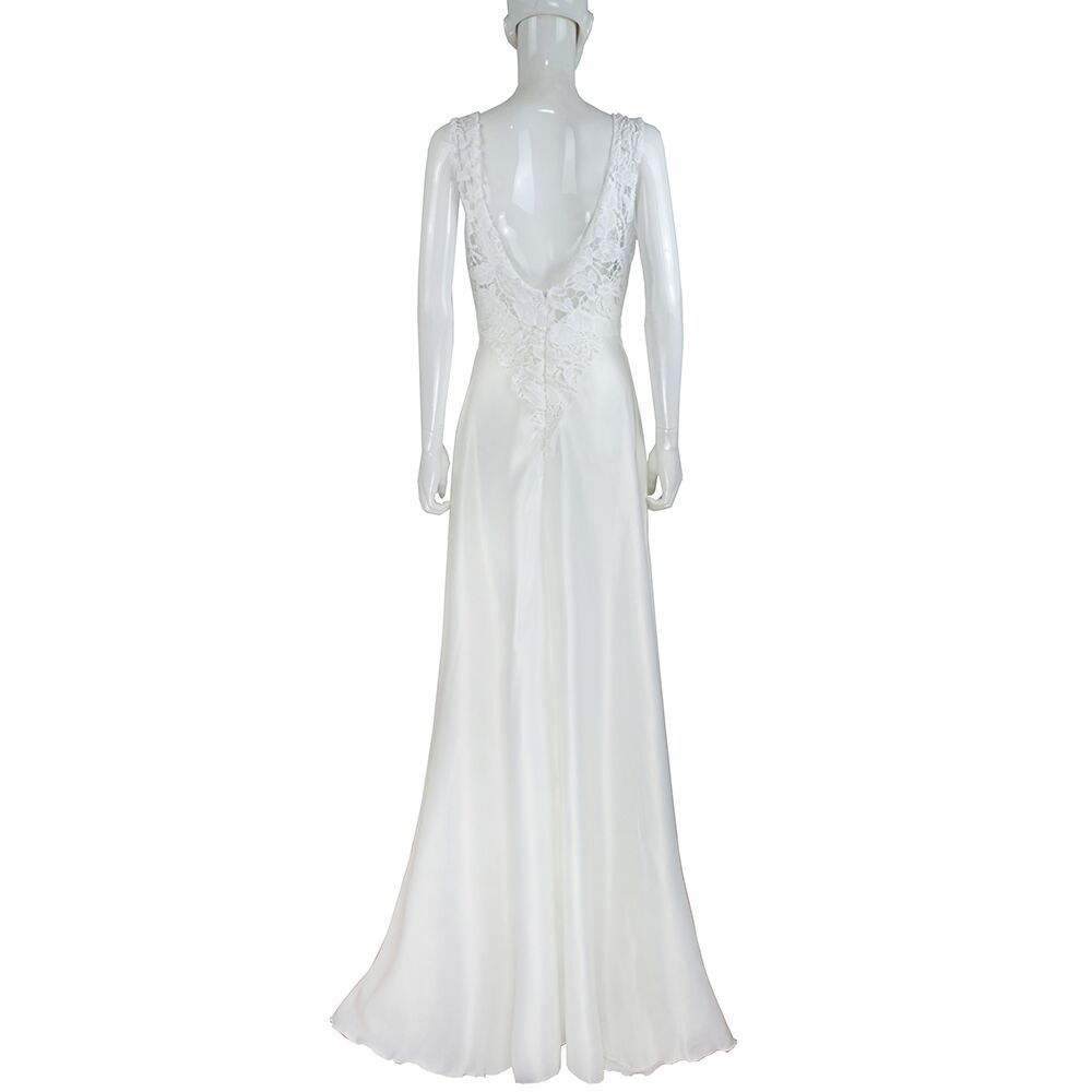 Lace Trimmed Backless Maxi Dress Solid Color Sleeveless Elegant Design Perfect for Weddings and Formal Events OEM