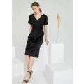 Side Zip-Hem Pleated Dress