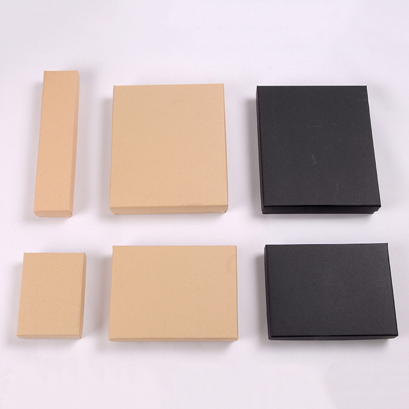 2025 New Retro Kraft Paper Creative Black Ring Box with Logo Printing Necklace Box Exquisite Jewelry Box