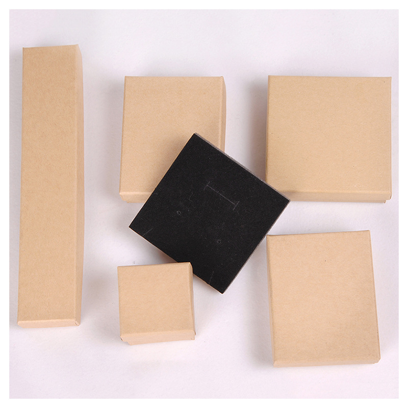 2025 New Retro Kraft Paper Creative Black Ring Box with Logo Printing Necklace Box Exquisite Jewelry Box