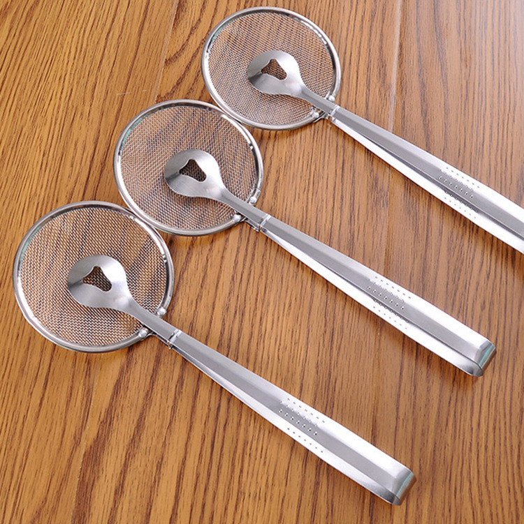 Kitchen Tools stainless steel colander oil scoop fried food oil scoop tofu powder sieve filter screen food oil clip