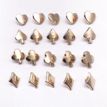 Metal Poker Button Hand Stitched Shirt Cardigan Sweater Button Rose Gold Heart Square Decorative Button