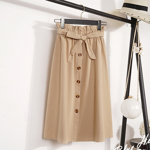 High Waisted A Line Midi Skirt Floral Print Button Closure Pleated Design Summer Fashion for Women Wholesale