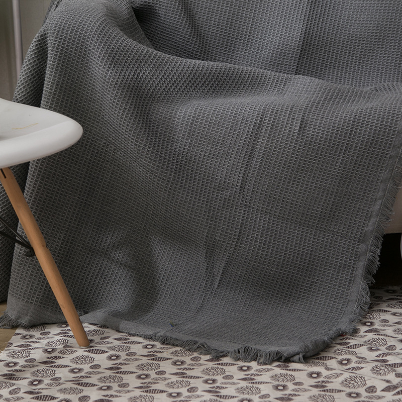 European-Style Rock Gray Honeycomb Sofa Cushion Fabric Sofa Cover, Suitable for All Seasons, Knitted Thread Blanket in Stock