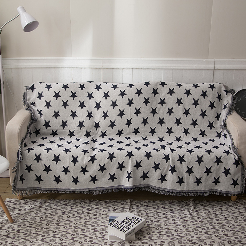 Washable European Style Blue Star Non-Slip Sofa Cover Travel Blanket Thread Blanket Ready Stock Star