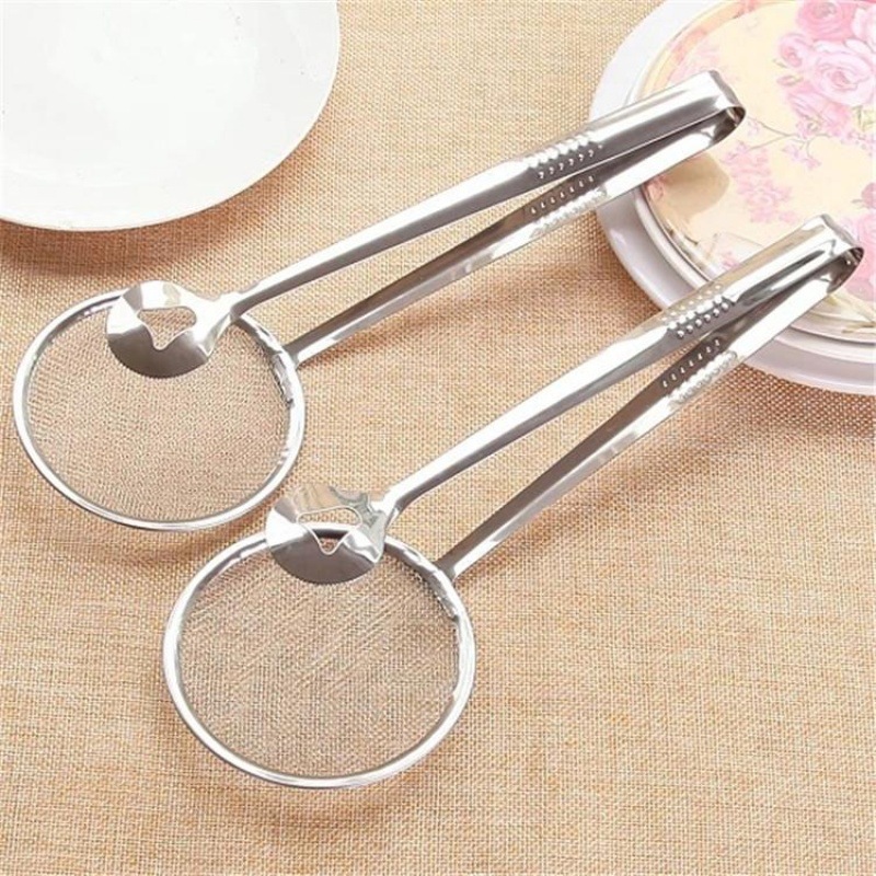 Kitchen Tools stainless steel colander oil scoop fried food oil scoop tofu powder sieve filter screen food oil clip