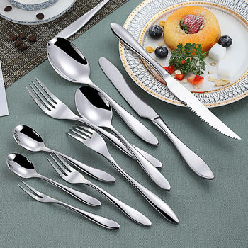 Star Hotel Thickened Stainless Steel Knife, Fork and Spoon Family Western Tableware Set Western Food Knife and Fork Set Steak Knife and Fork