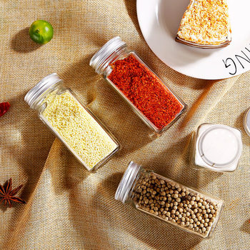 Glass seasoning bottle seasoning jar square glass seasoning bottle Pepper bottle seasoning box sub-bottle kitchen supplies