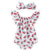 Summer Baby Girl Printed Watermelon Flutter Sleeve Romper Infant Sleeveless Jumpsuit Set Dopamine Outfit for Babies