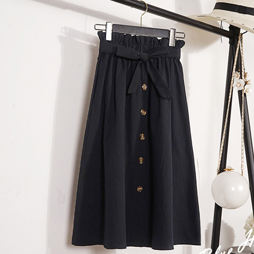 High Waisted A Line Midi Skirt Floral Print Button Closure Pleated Design Summer Fashion for Women Wholesale