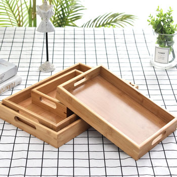 Bamboo Wood Tray Tea Tray Household Bamboo Rectangular Tea Cup Tray Japanese Wooden Dinner Plate Bread Plate for Hotel