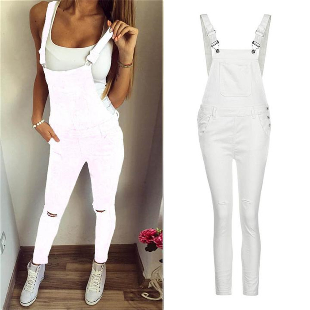 Womens Ripped Denim Jumpsuit Casual Style Adjustable Straps Comfortable Fit Perfect for Everyday Wear Wholesale